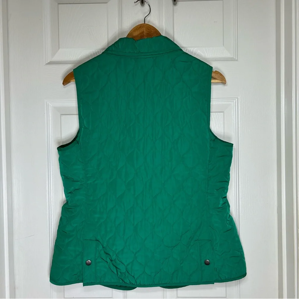 Talbots 2013  Y2K Green Quilted Full Zipper Pockets Classic Vest M‎
